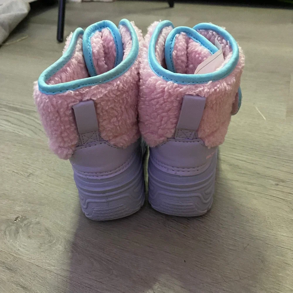 Ozark Trail Snow Boots Kids Size 8 Purple Pink Faux Shearling Waterproof Winter